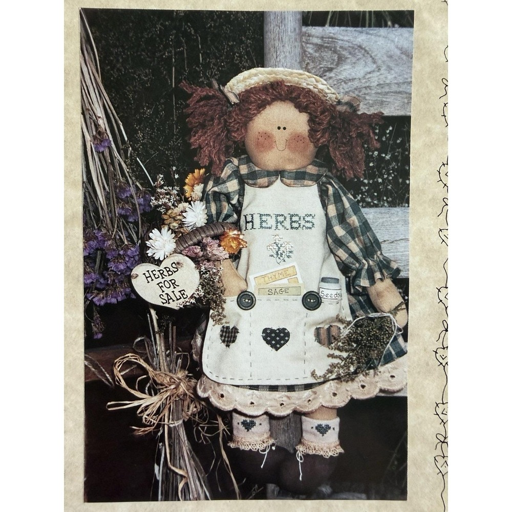 RAG-A-MUFFINS Doll Pattern: Miss Clary Sage 13" Designed By Sam Niehaus Uncut